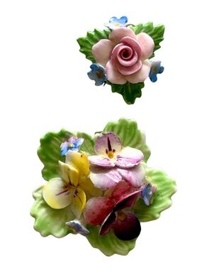 Vintage Denton England Floral Brooch (Bone China)
